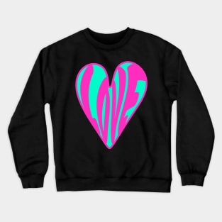 Hippie Style Love Heart, Pink and Turquoise Crewneck Sweatshirt